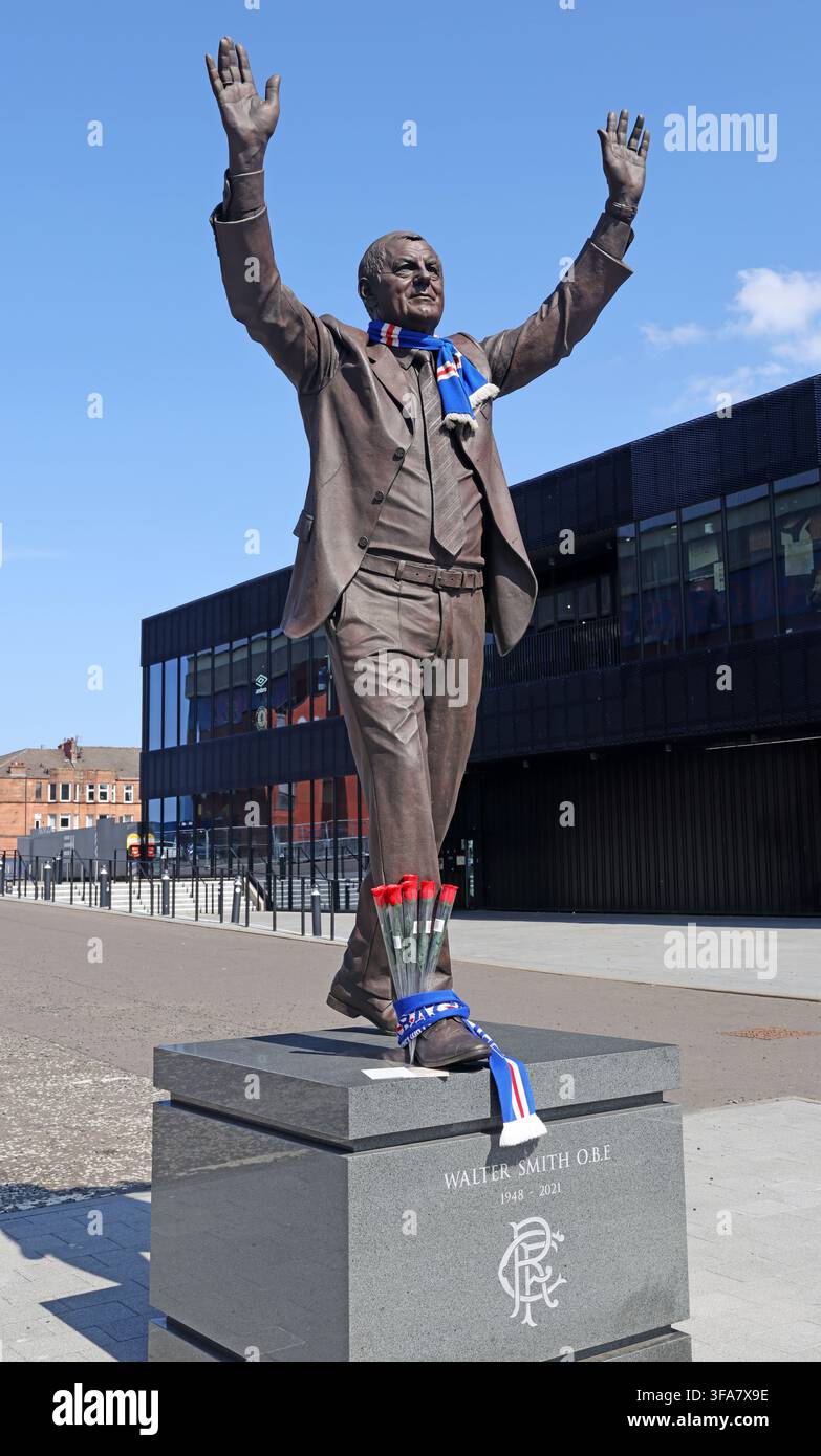 Walter Smith memorial statue at Rangers FC Ibrox Stadium, Glasgow Stock Photo
