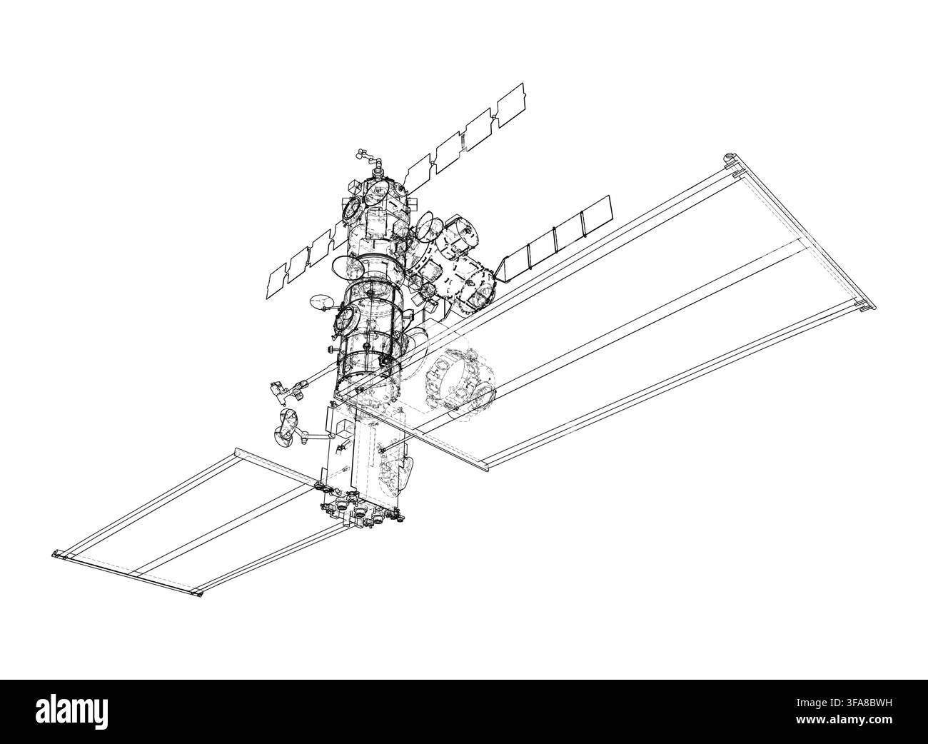 a space station in outline format. Vector Stock Vector