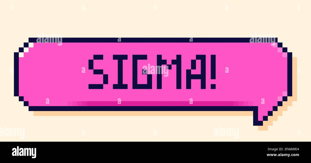 Back to School pixel art color speech bubble with sigma text. Stock Vector