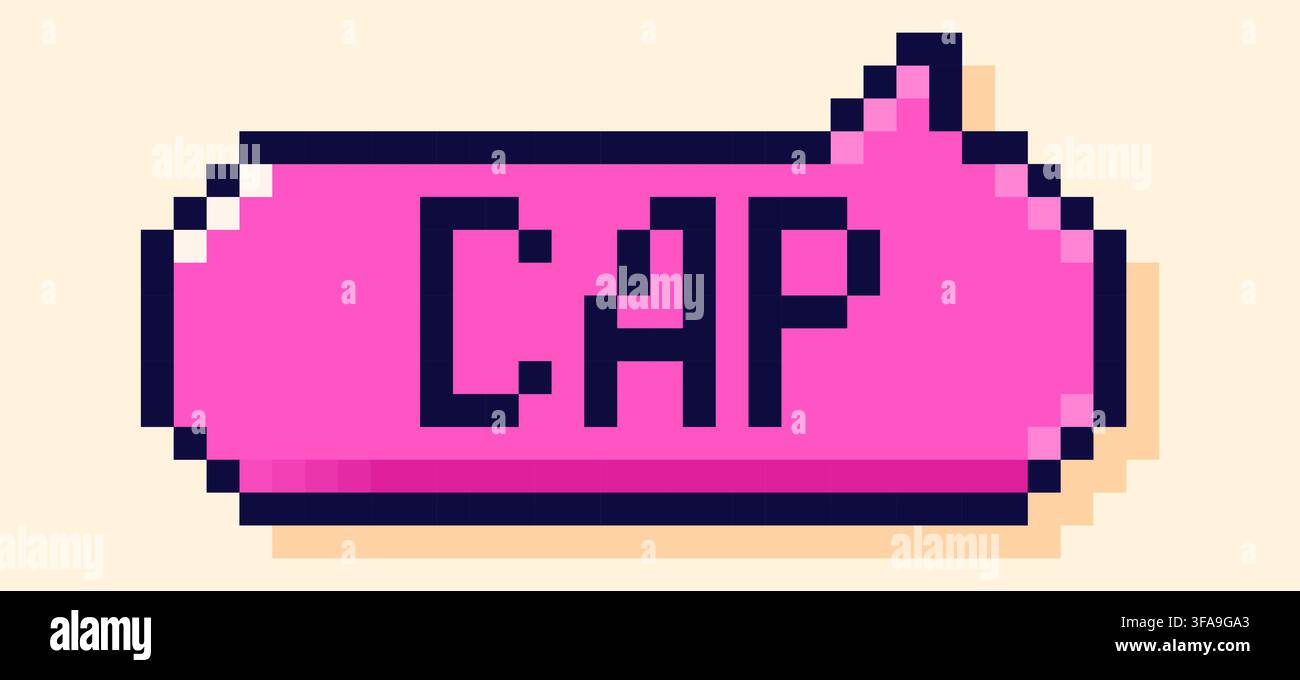 Back to School pixel art speech bubble cap. Stock Vector