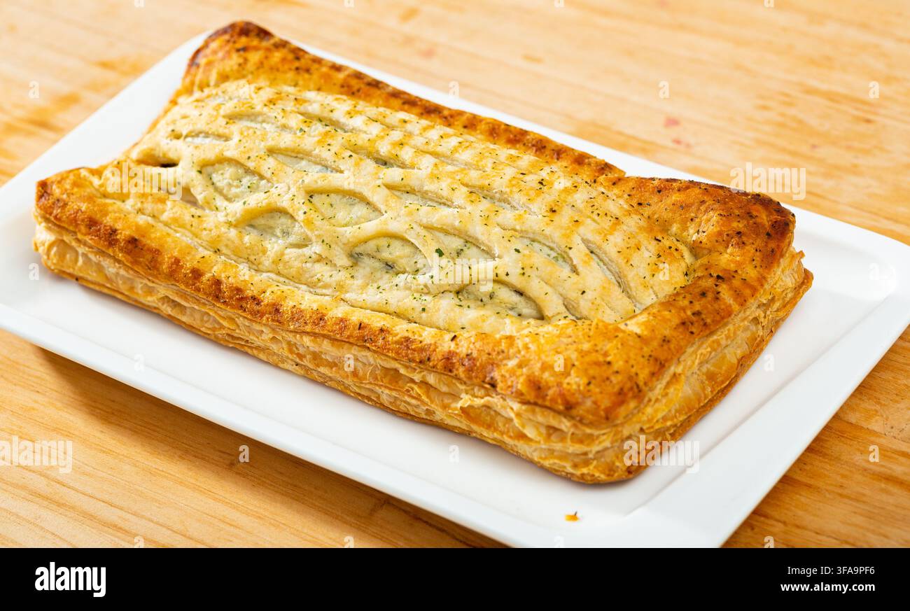 Fish pot pie with salmon Stock Photo