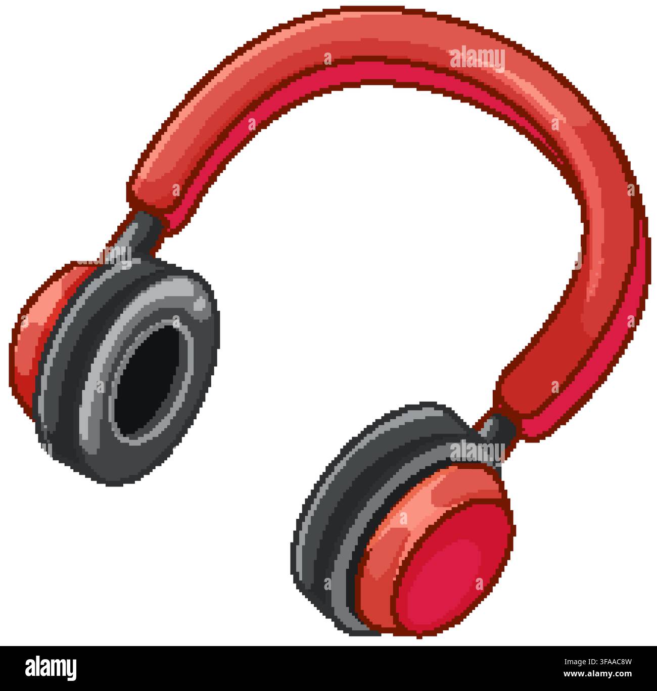A clean vector illustration of modern red and black over-ear headphones isolated on white. Stock Vector