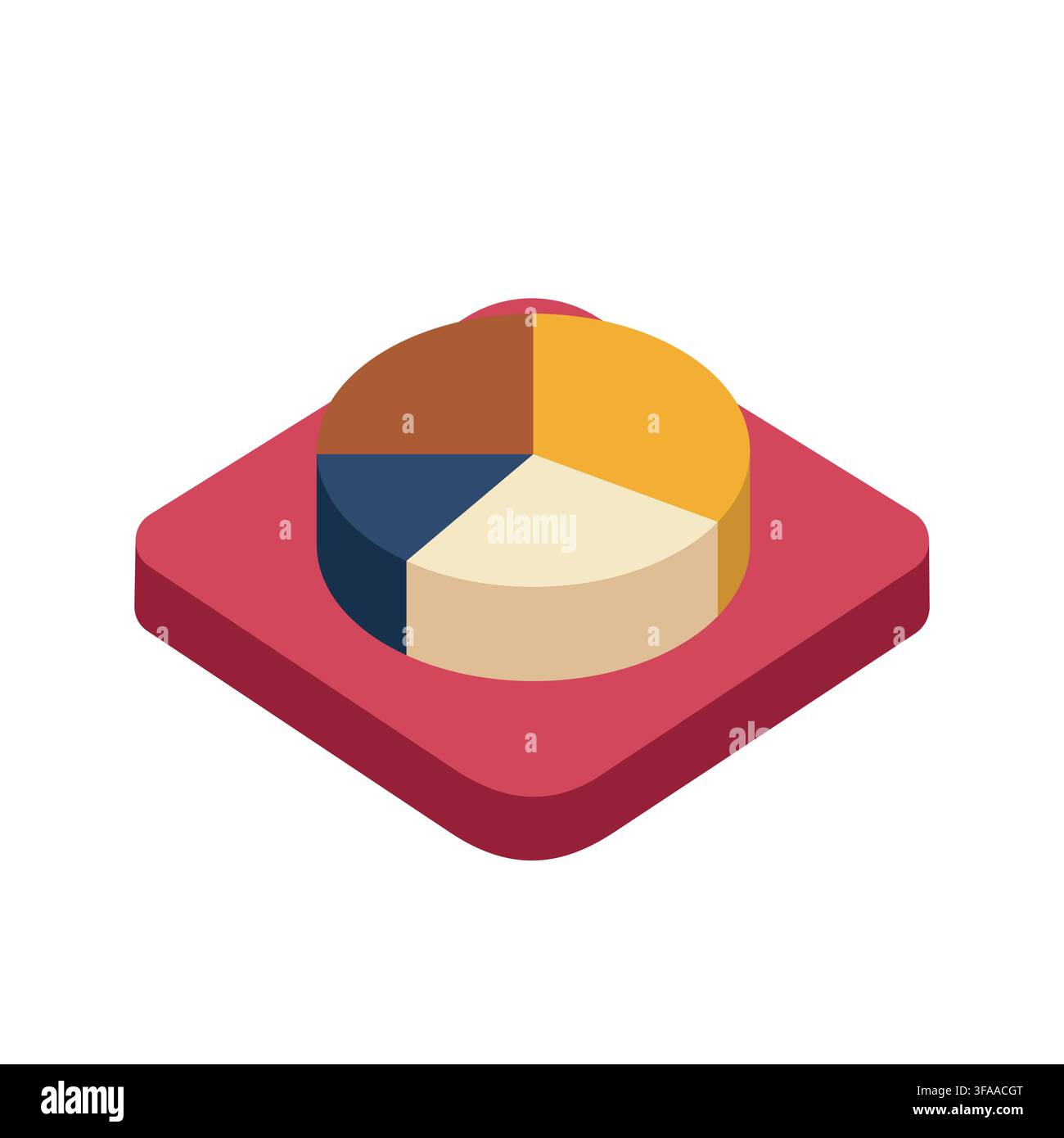 A colorful 3D isometric pie chart icon representing data visualization, financial statistics, and business analytics Stock Vector