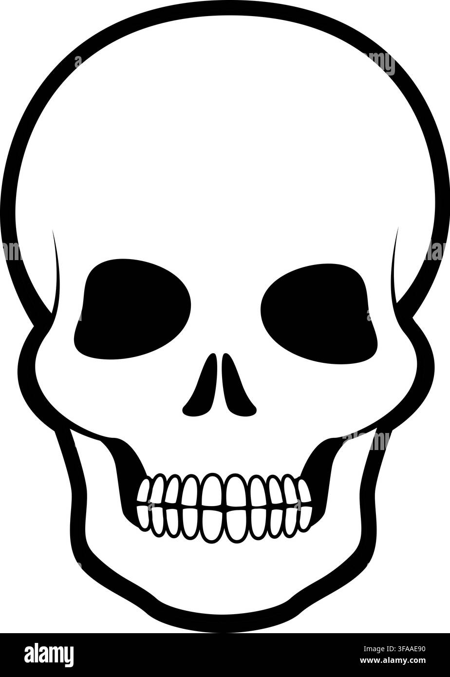 Skull - Black and White Ilustration Stock Vector