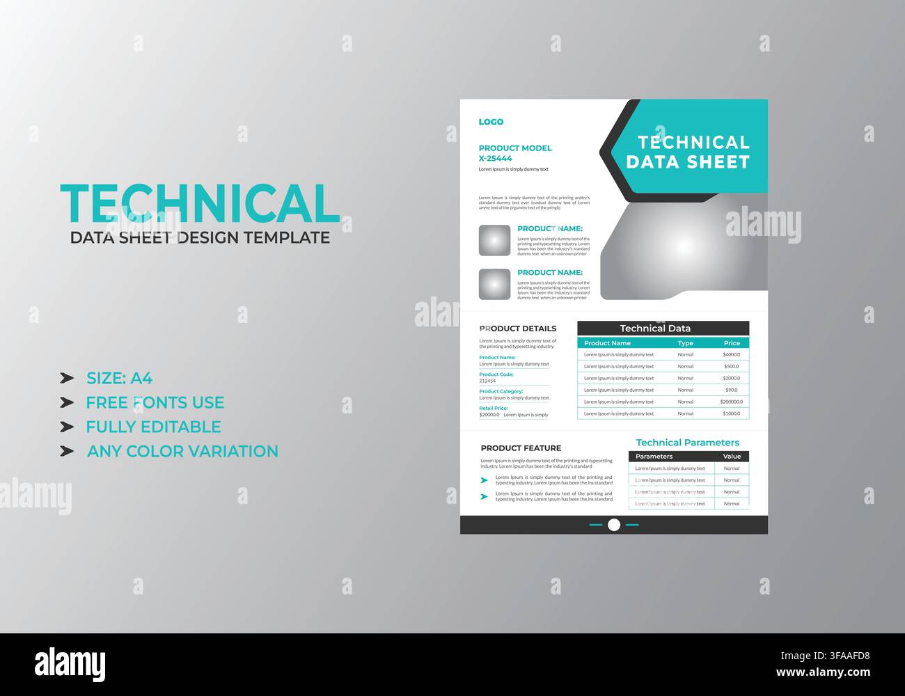 Technical Data Sheet Design Template Stock Vector