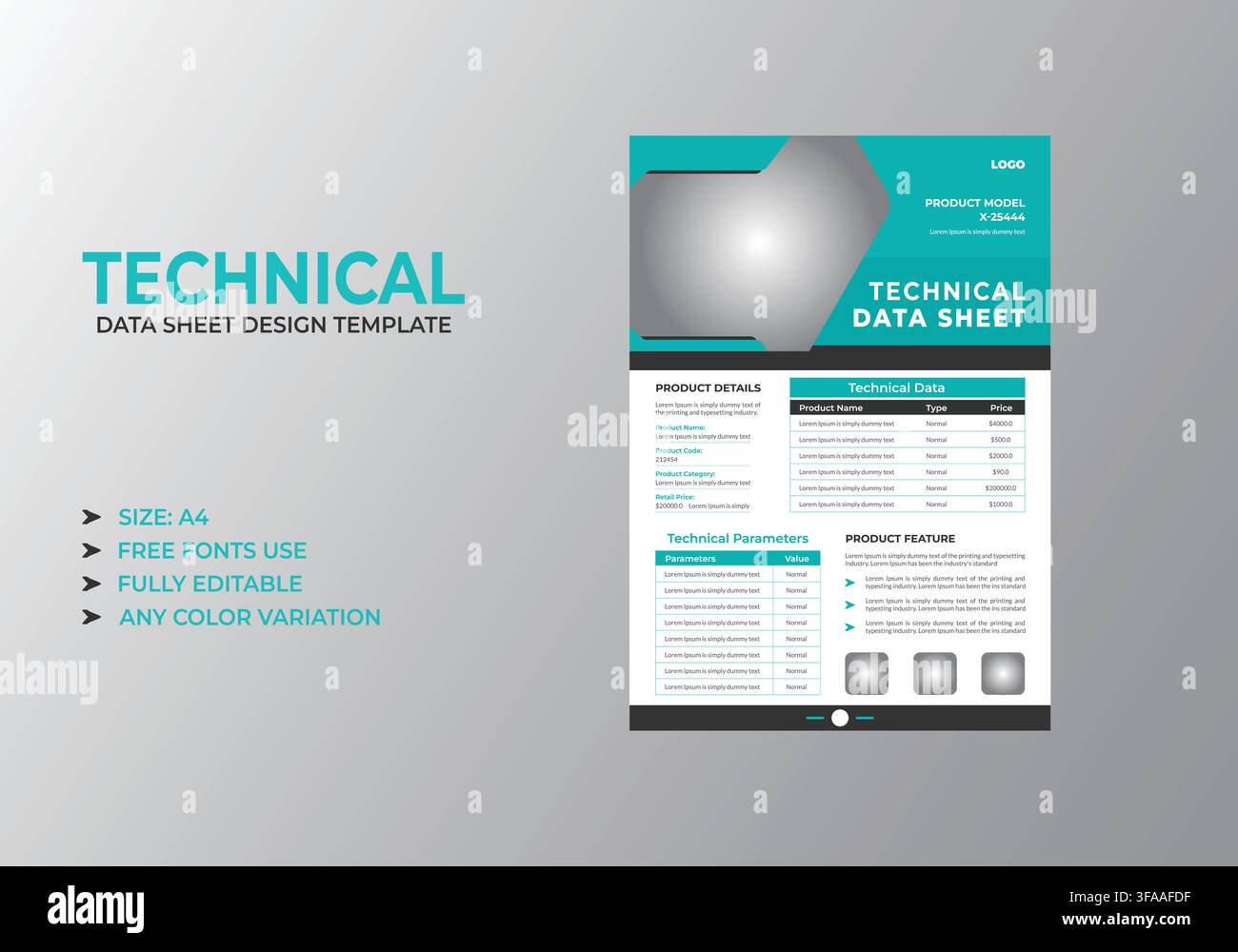 Modern Technical Data Sheet Design Template Stock Vector