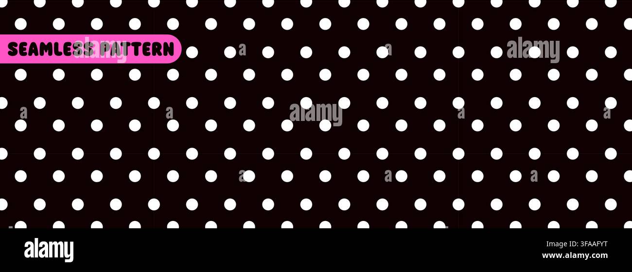 Polkadot seamless pattern with white dots in straight rows. Stock Vector