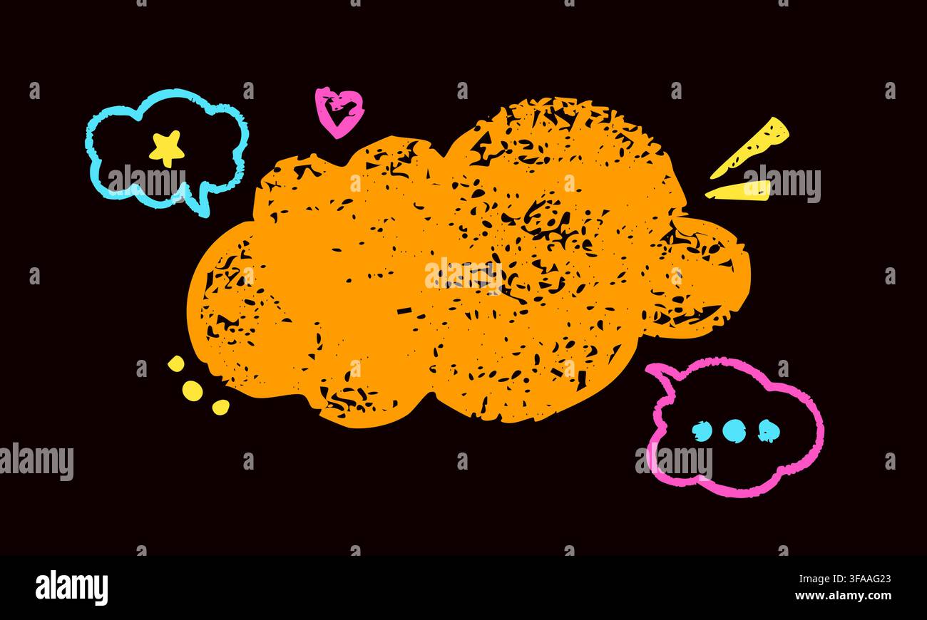 Design with orange crayon text cloud. Stock Vector