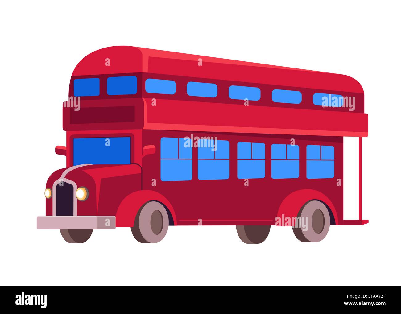 Red Double Decker Bus - Flat Design Illustration Stock Vector