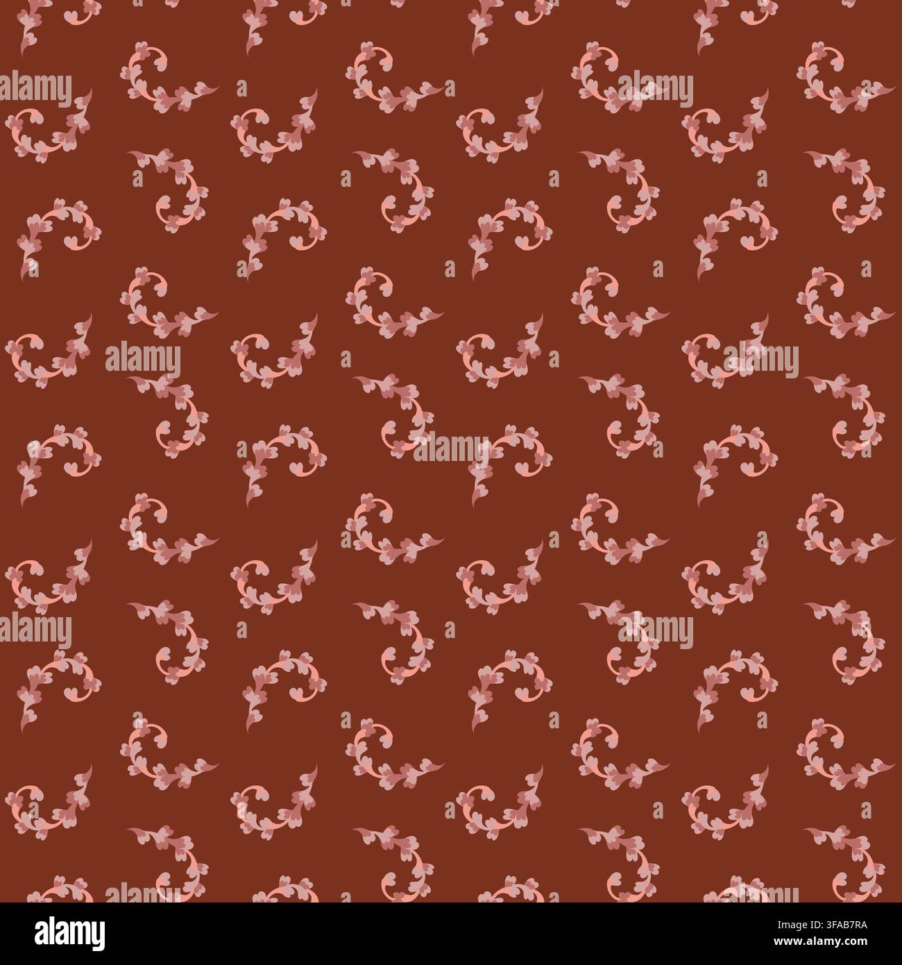 Delicate Pink Sprigs On Brown Stock Vector