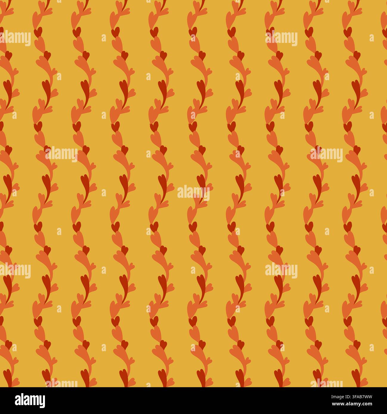 Warm Autumn Heart Vine Stripes Stock Vector