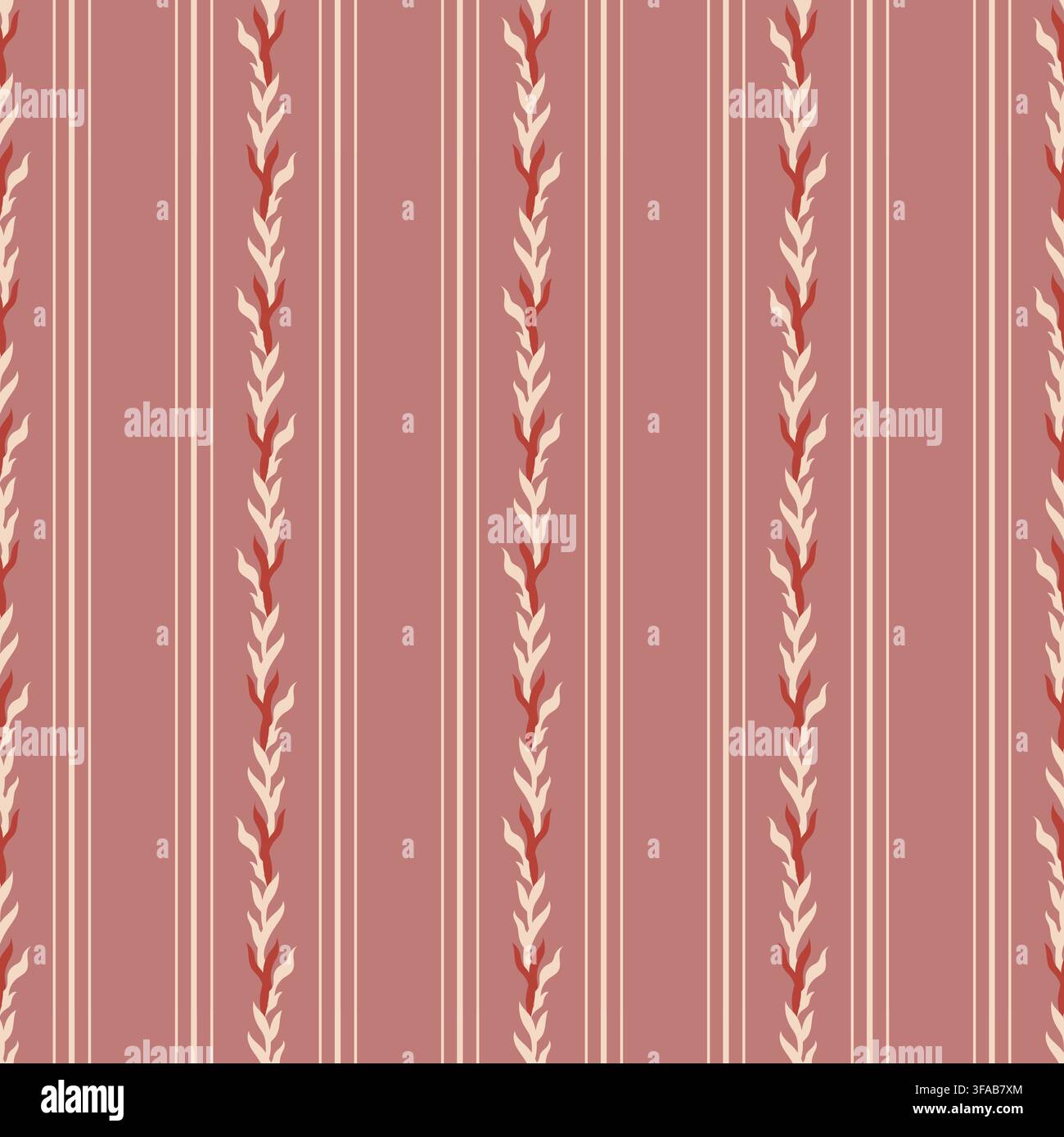 Vintage Botanical Vine Stripe Motif Stock Vector