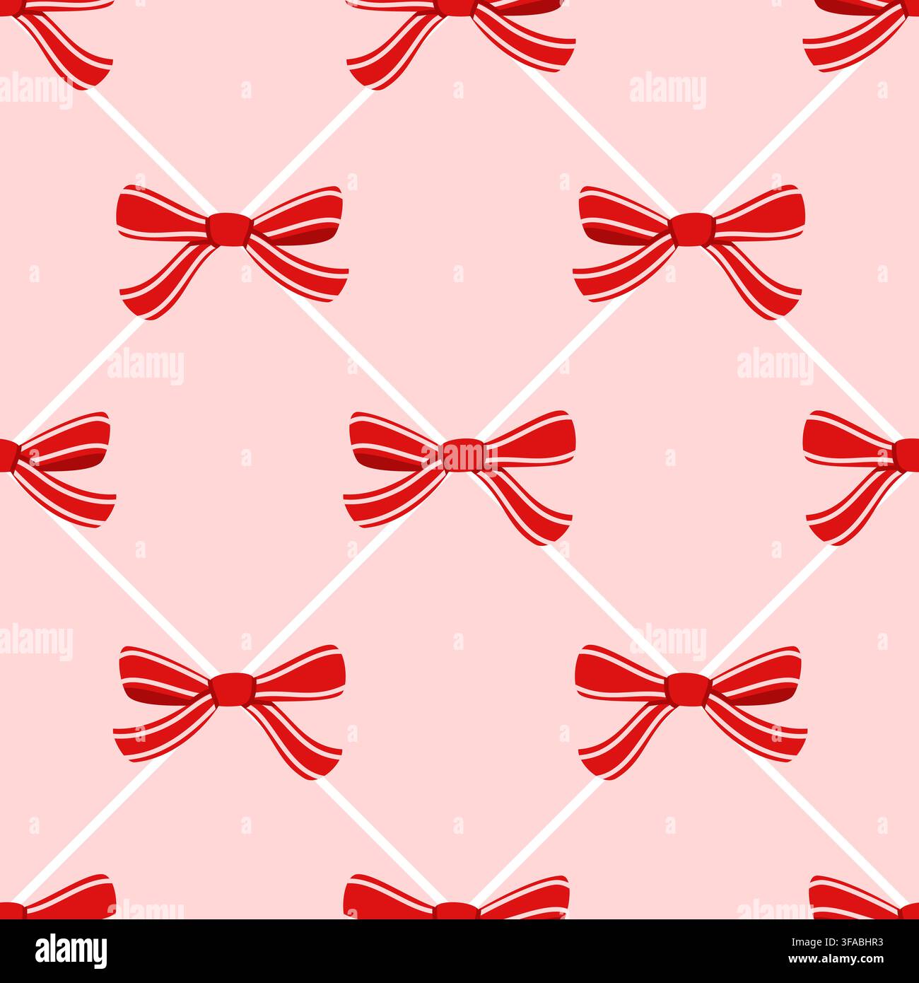 Red Ribbon Bows Seamless Grid Pattern Vector Stock Vector