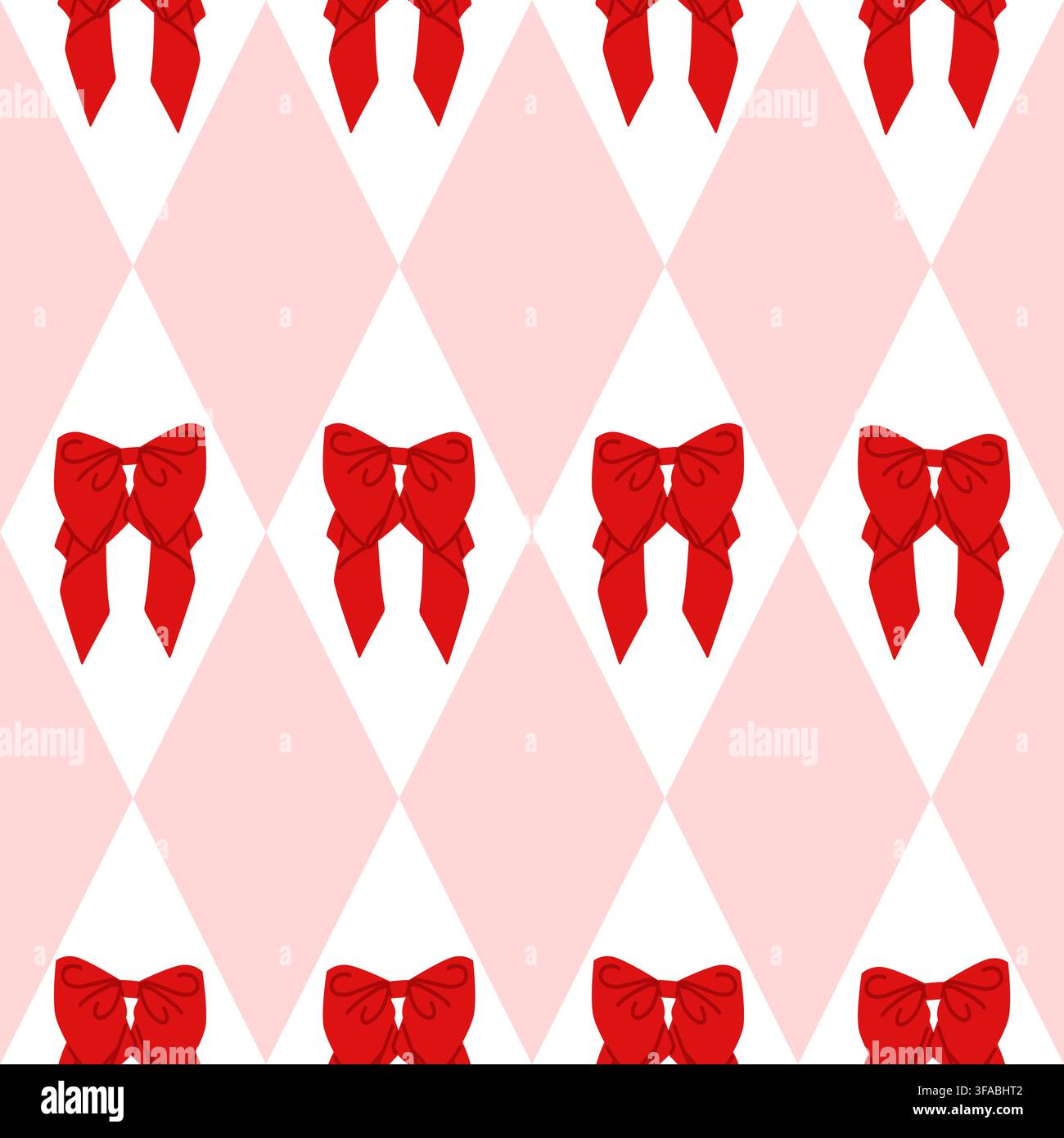 Red Bow Argyle Seamless Pattern Vector Stock Vector