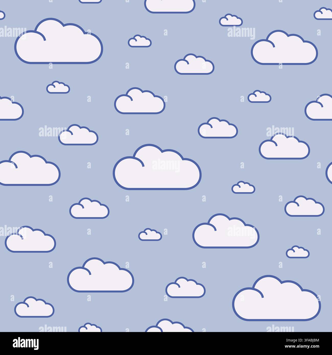 Seamless cloud pattern with strokes on a light blue background. Simple pattern. Vector illustration Stock Vector