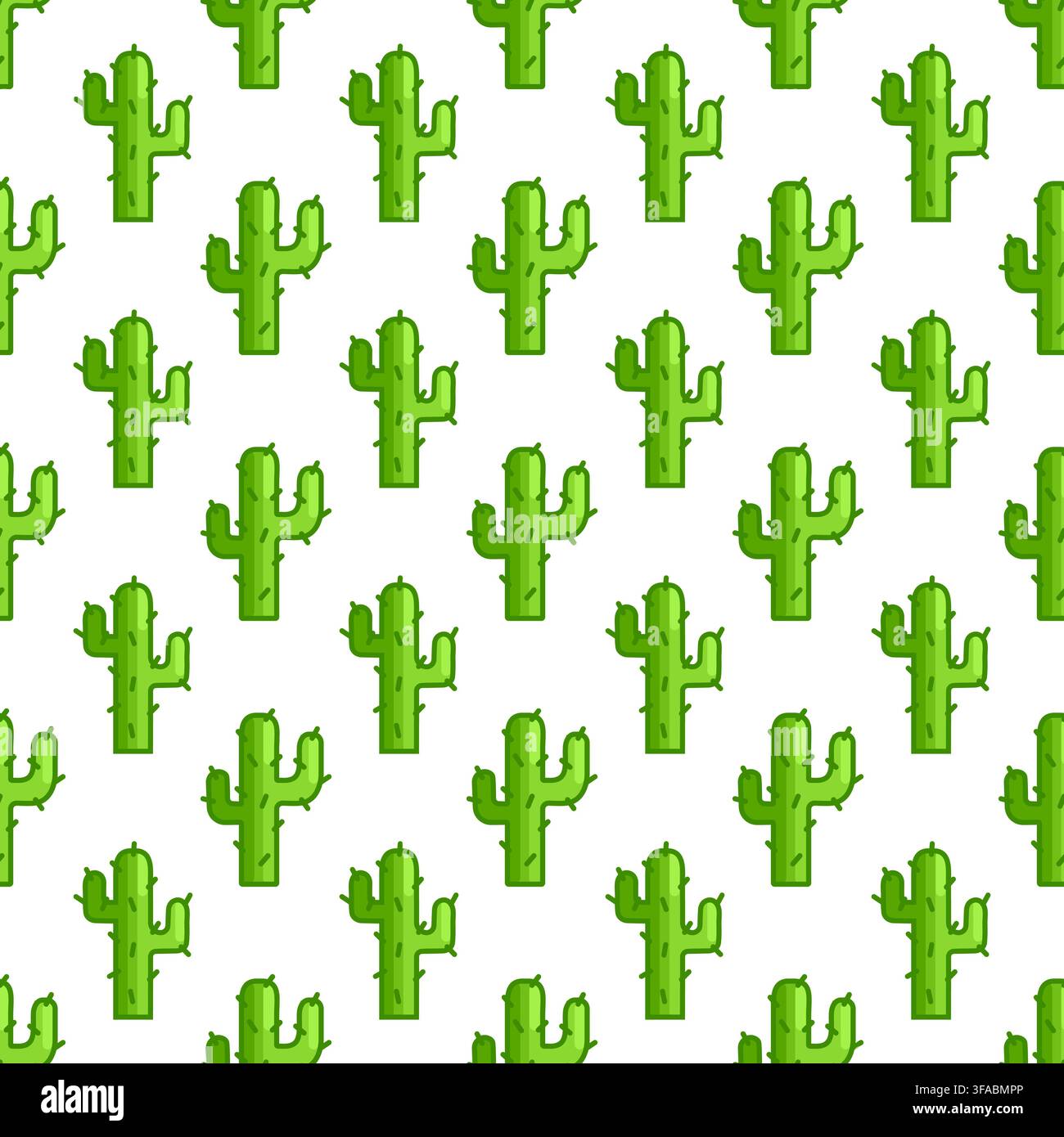 Cactus pattern in Game style. Pixel prickly plant on a white background. Needles. Botanical pattern. Seamless print Stock Vector