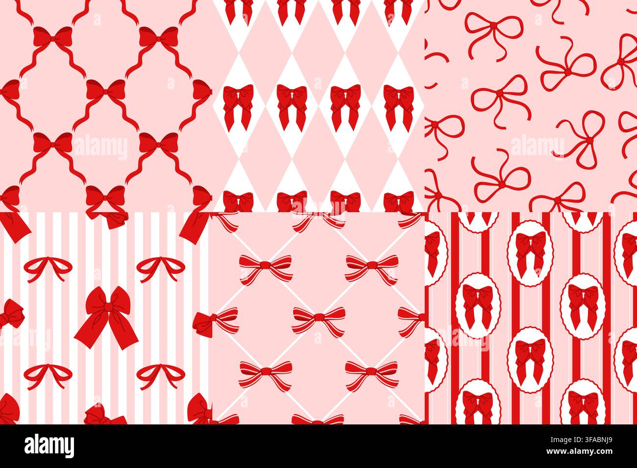 Red Bow Seamless Pattern Set Vector Bundle Stock Vector