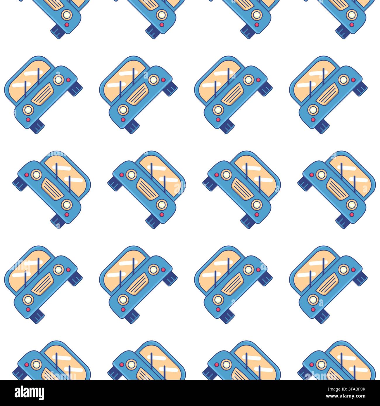 Seamless blue pattern of old machine. Children drawing. Stock Vector