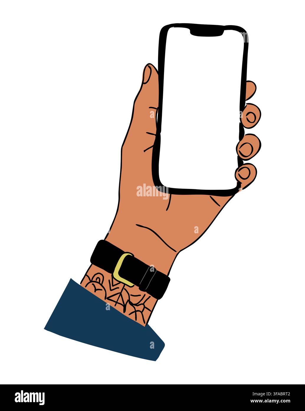 Hand holds smart phone with blank screen Stock Vector