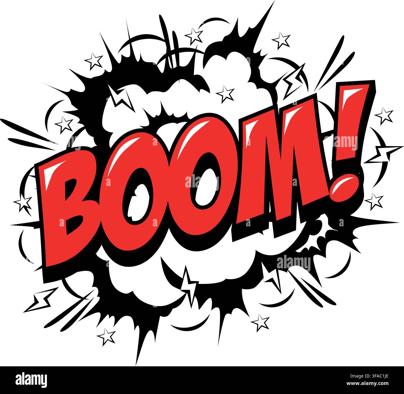 Boom. Lettering text speech exploding bubble in comic book style. Vector on transparent background Stock Vector