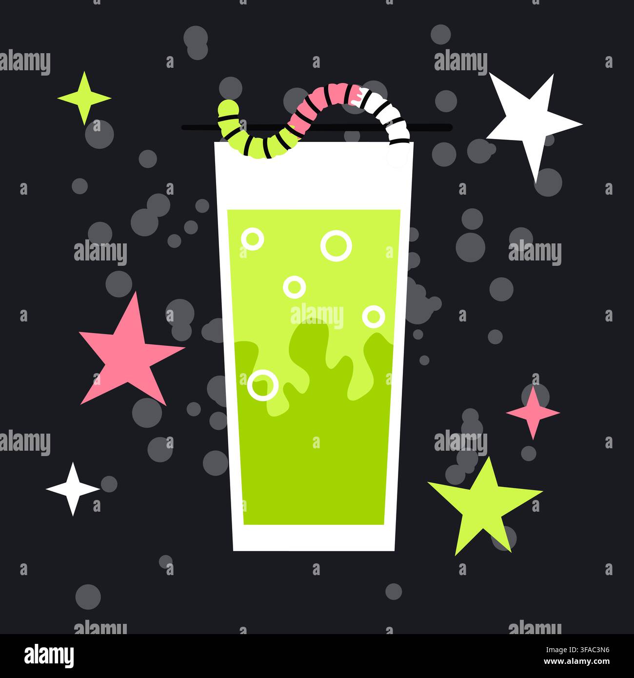 Spooky Worm Green Cocktail Vector Illustration Stock Vector