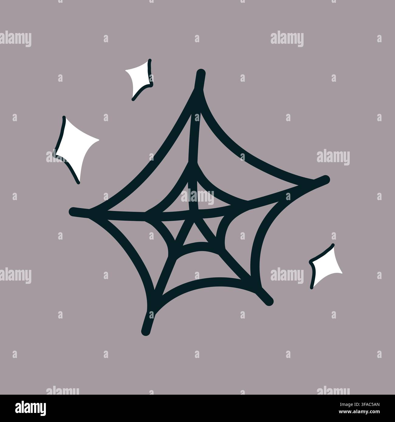 Spooky spider web doodle vector element for Halloween packaging design Stock Vector