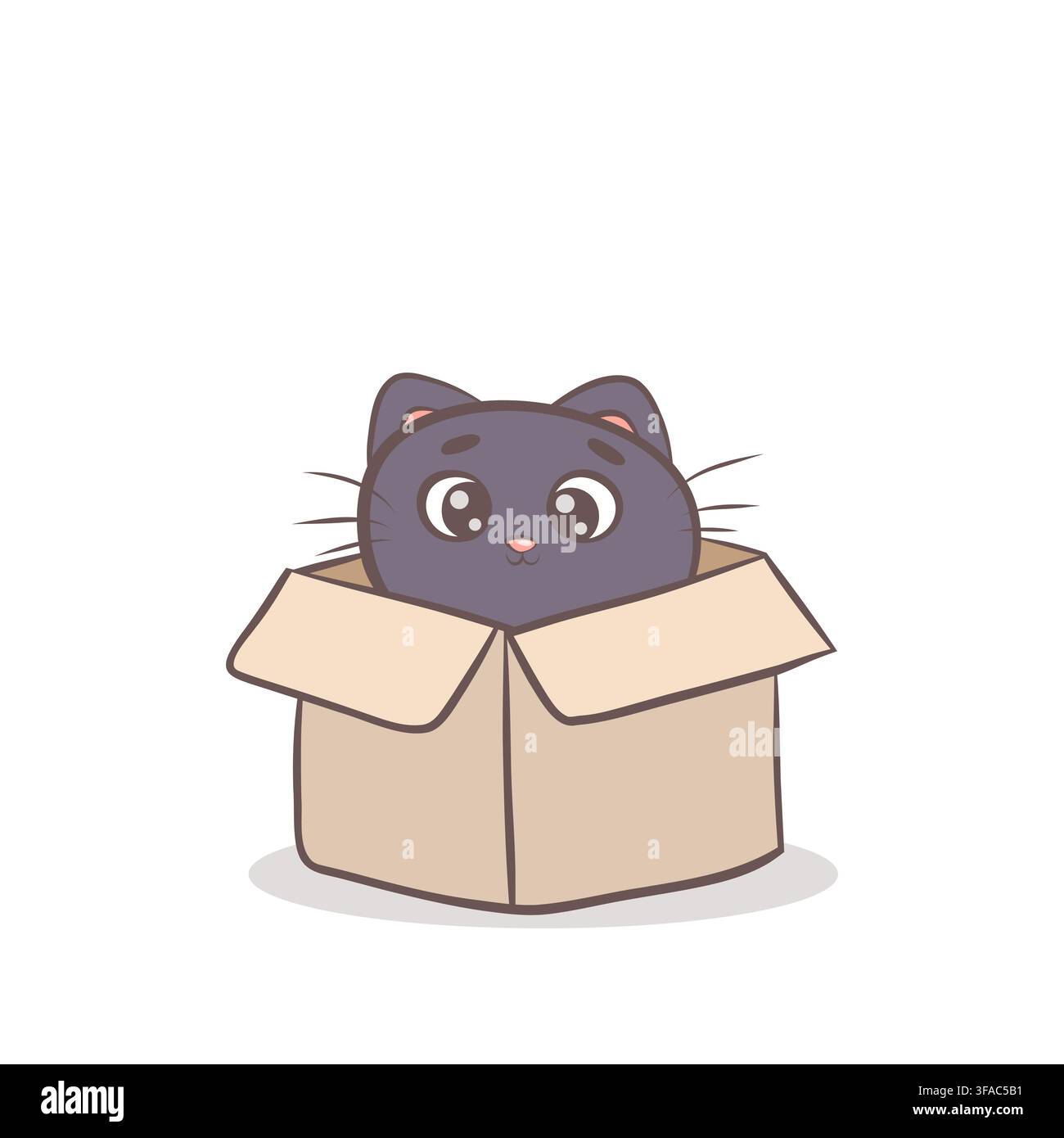 Cute cat sitting inside a cardboard box Stock Vector
