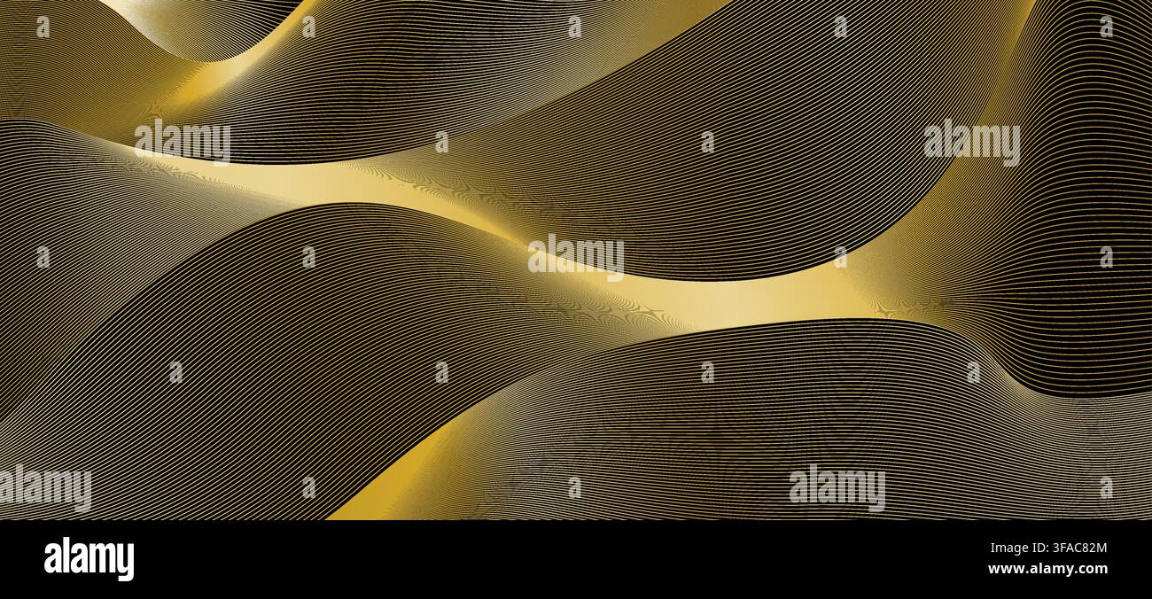 Abstract elegant golden stripe waves background Stock Vector
