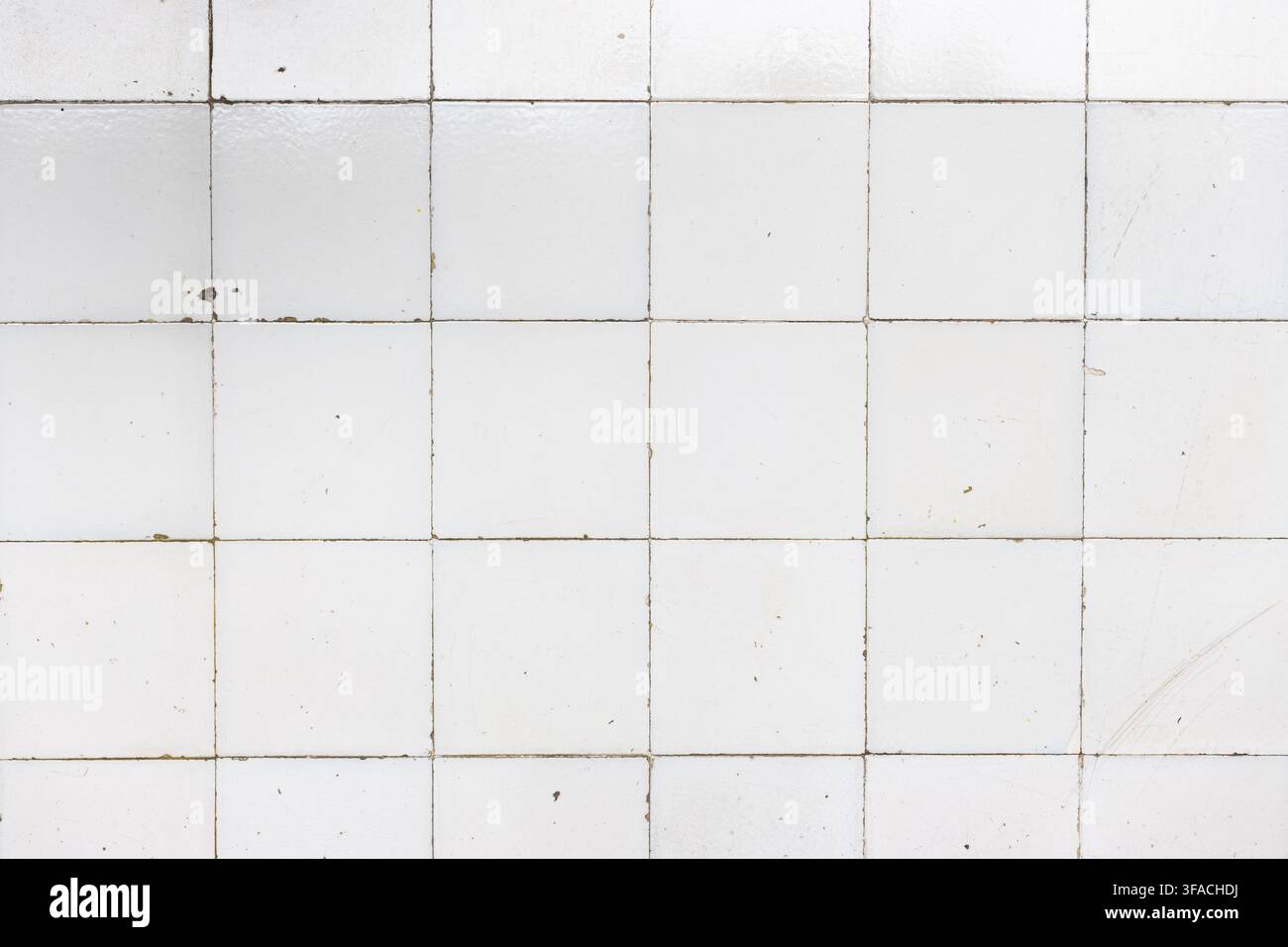 Retro white ceramic tile wall background texture Stock Photo