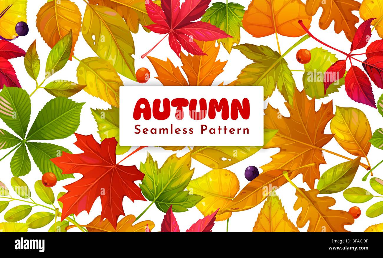 Autumn season leaves seamless pattern background Stock Vector