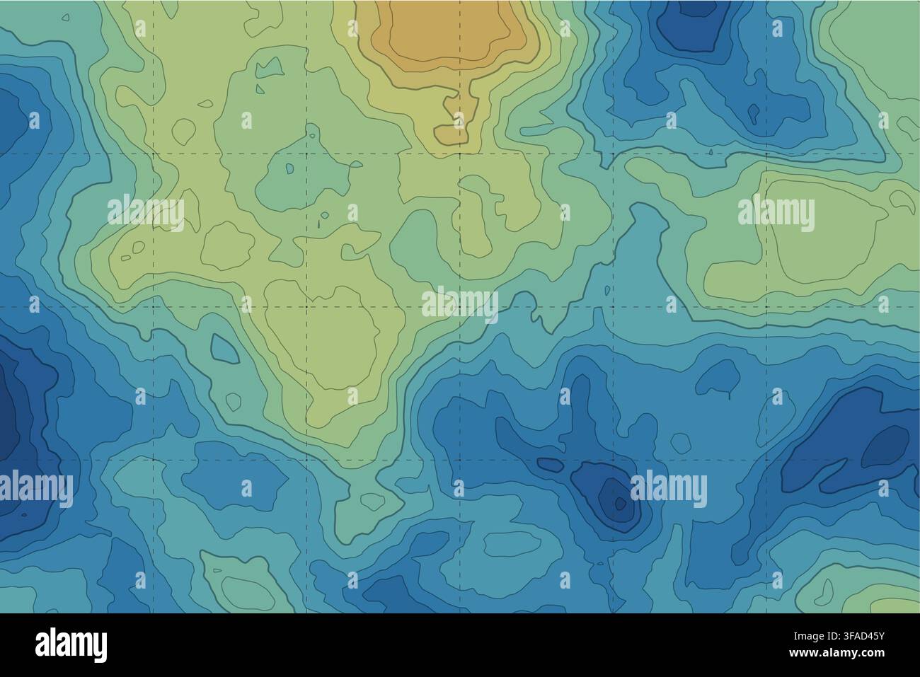 Topographic contour lines showing abstract terrain elevation Stock Vector