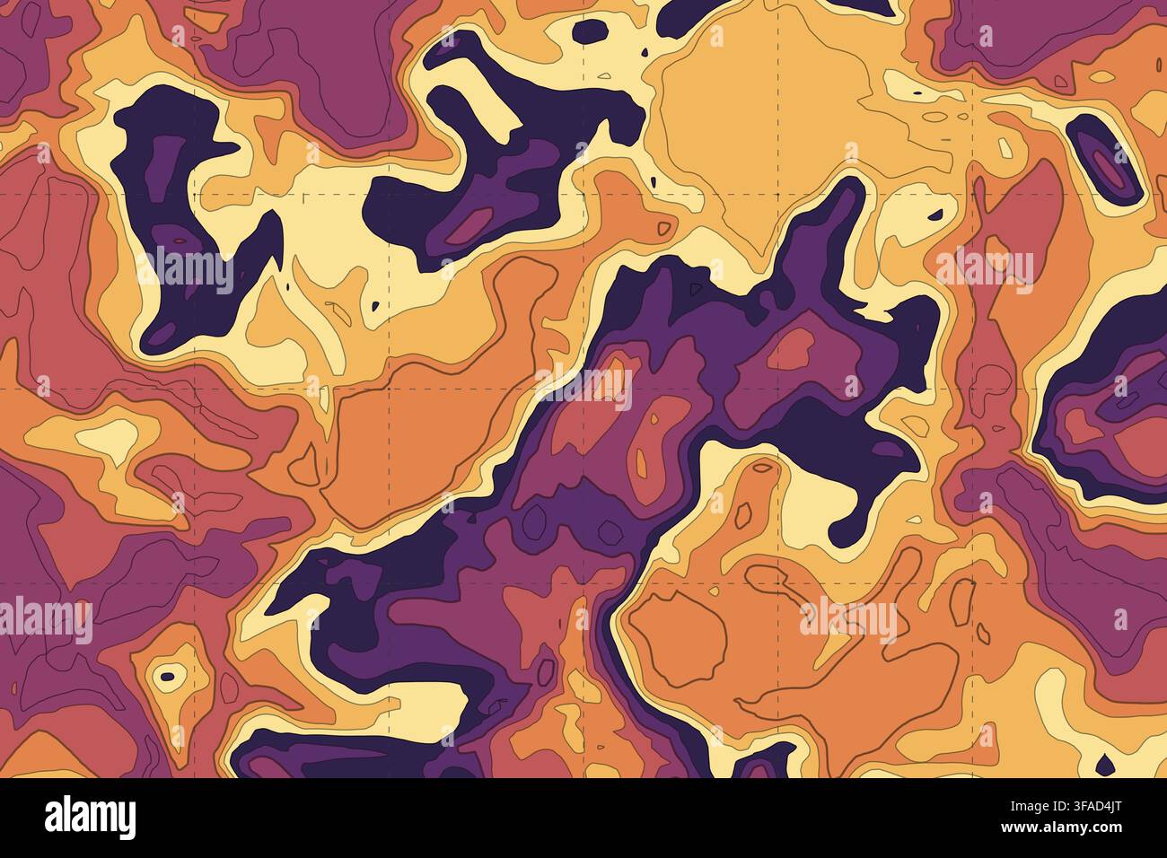Colorful abstract topographic map showing elevation contours Stock Vector