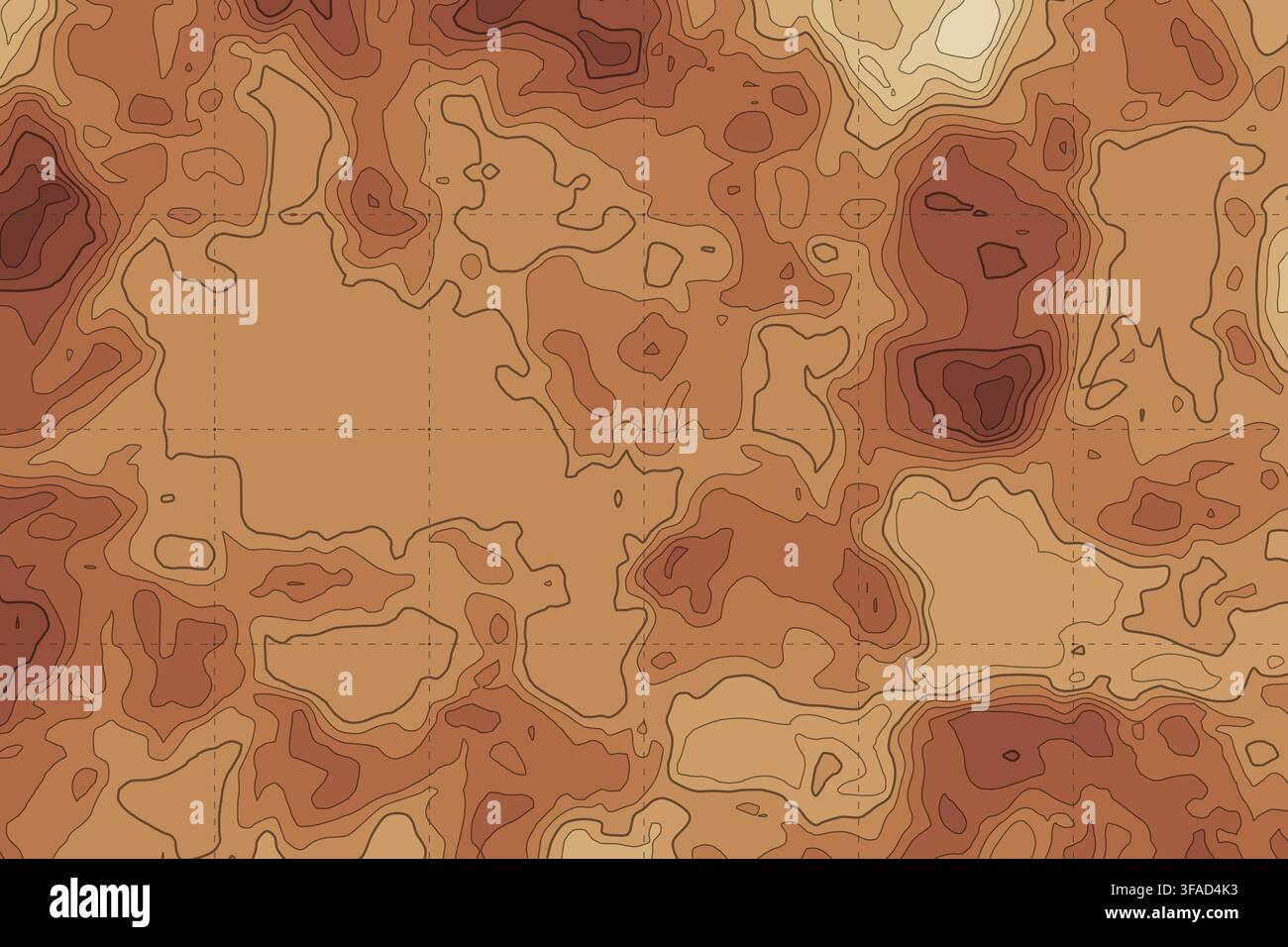 Topographic map showing terrain elevation contours Stock Vector