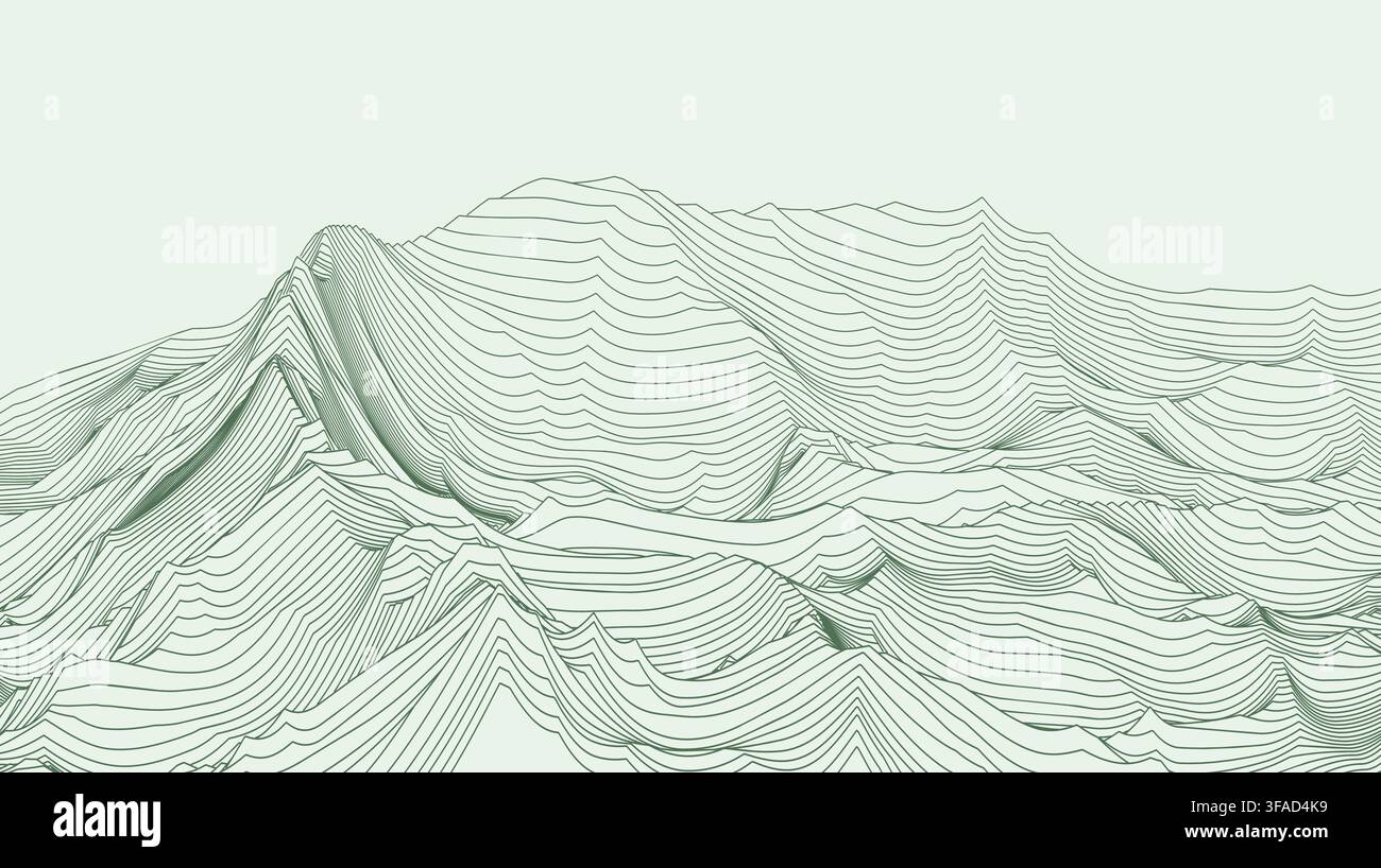 Abstract topographic map showing mountain contour lines Stock Vector