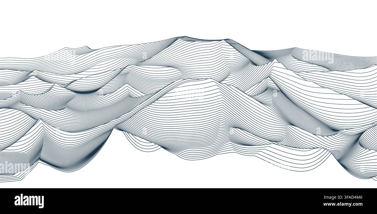 Abstract topographic map with undulating geometric lines Stock Vector