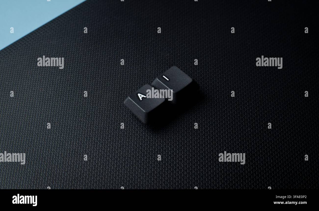 AI Artificial Intelligence Concept With Keyboard Keys On Dark Background Stock Photo