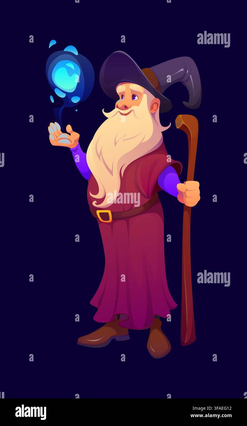 Cartoon Halloween wizard character Stock Vector