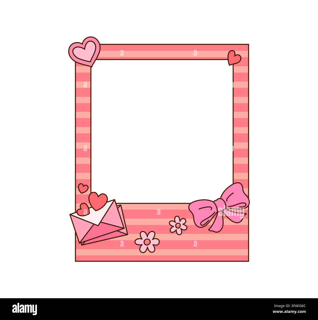Retro groovy love frame with hearts and flowers Stock Vector