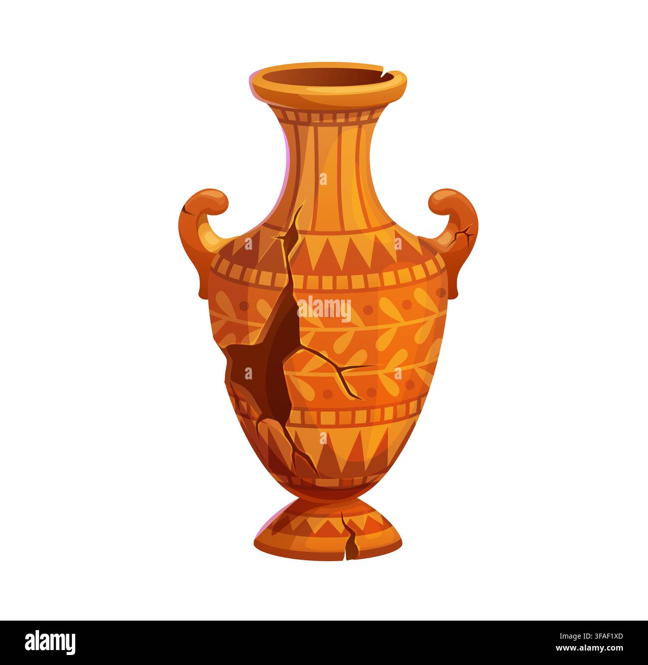 Cartoon broken ancient ceramic vase illustration Stock Vector