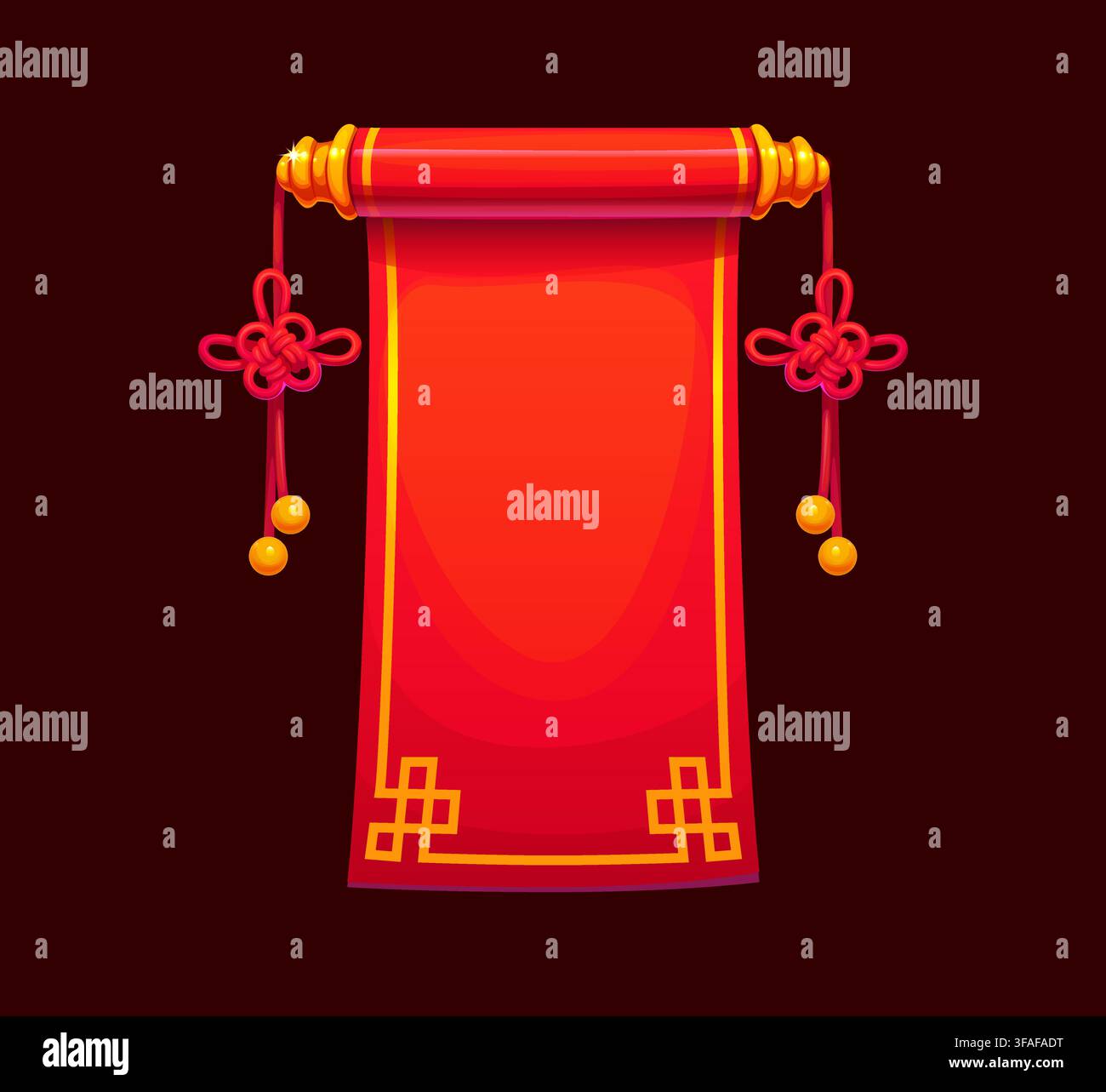 Cartoon red Chinese paper scroll manuscript Stock Vector