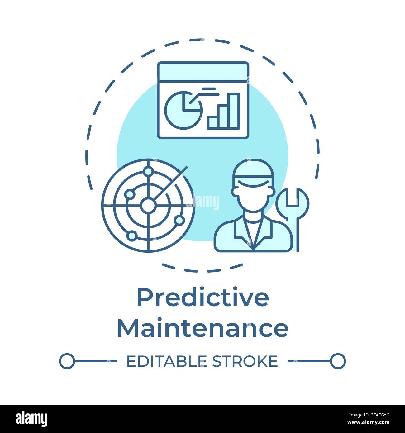 Predictive maintenance soft blue concept icon Stock Vector