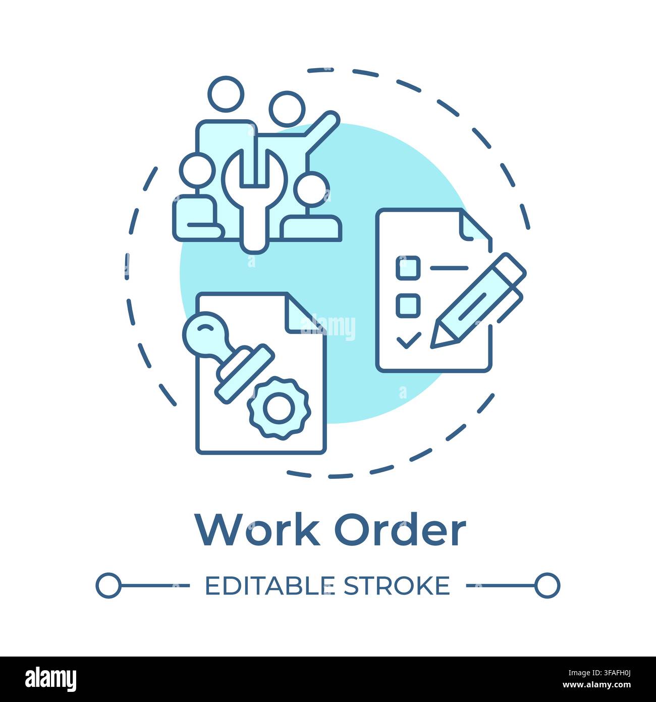 Work order soft blue concept icon Stock Vector