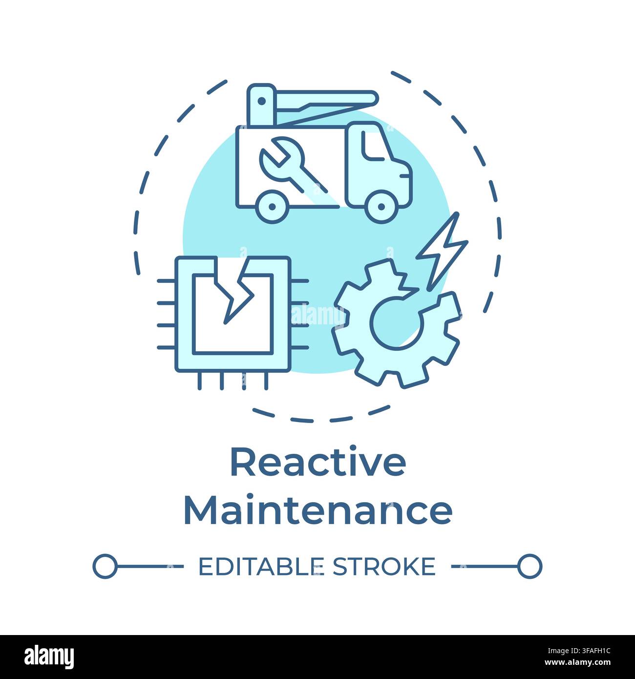 Reactive maintenance soft blue concept icon Stock Vector