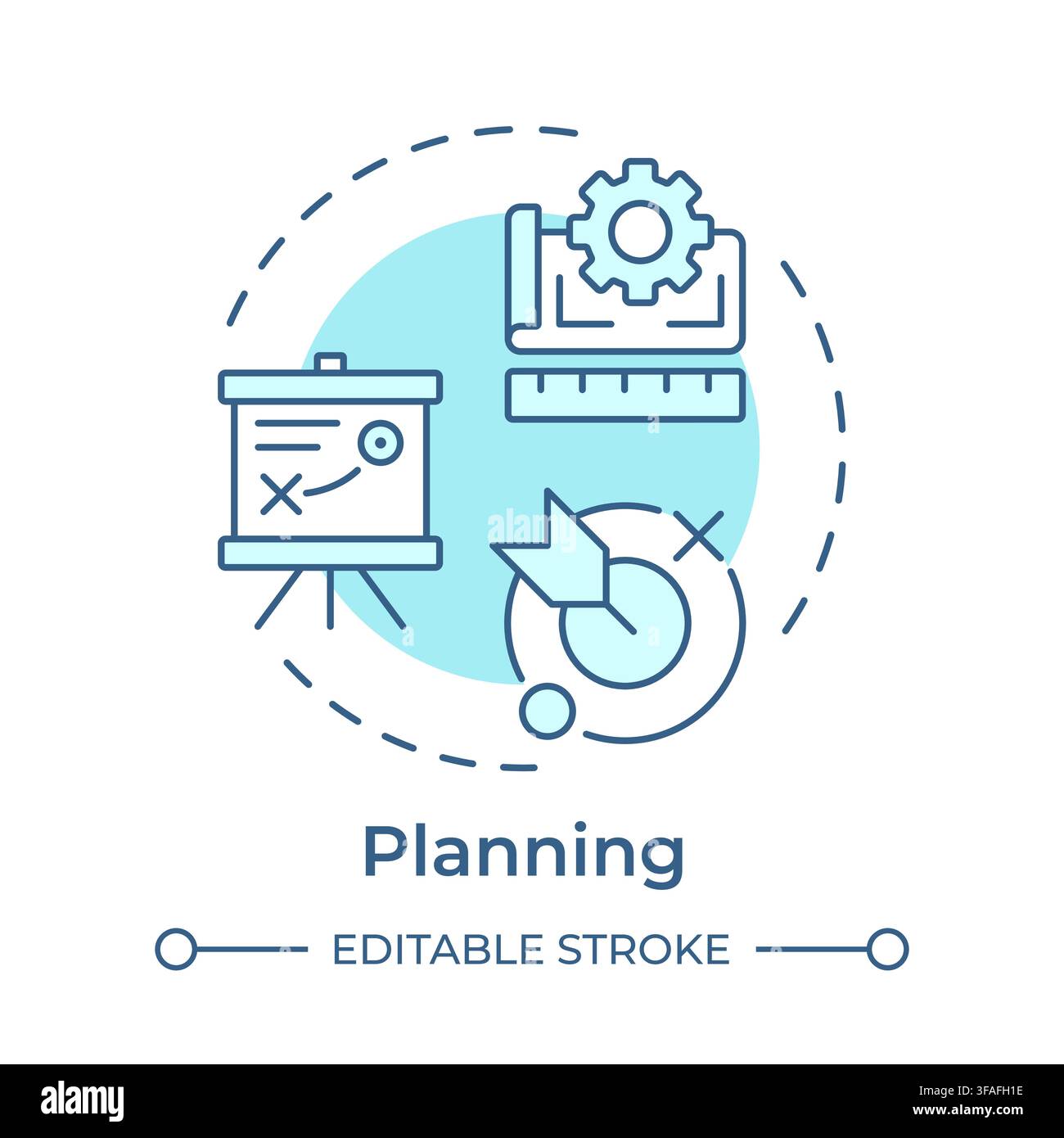Planning soft blue concept icon Stock Vector