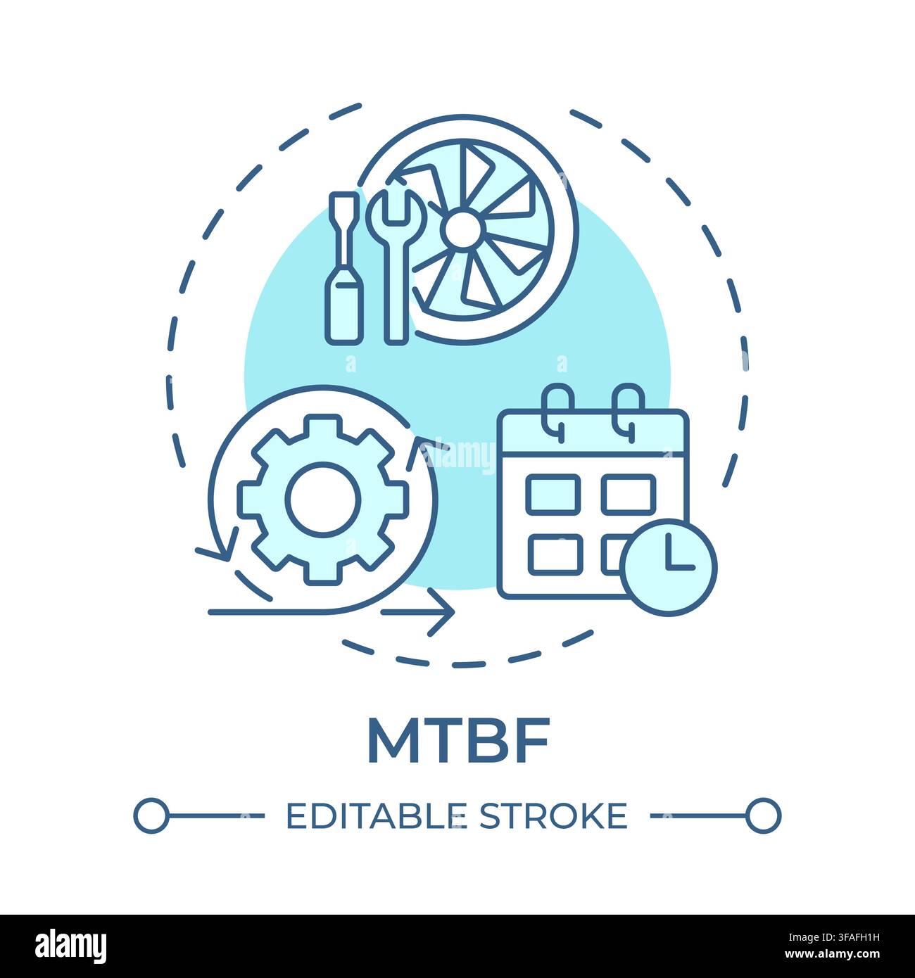 MTBF soft blue concept icon Stock Vector