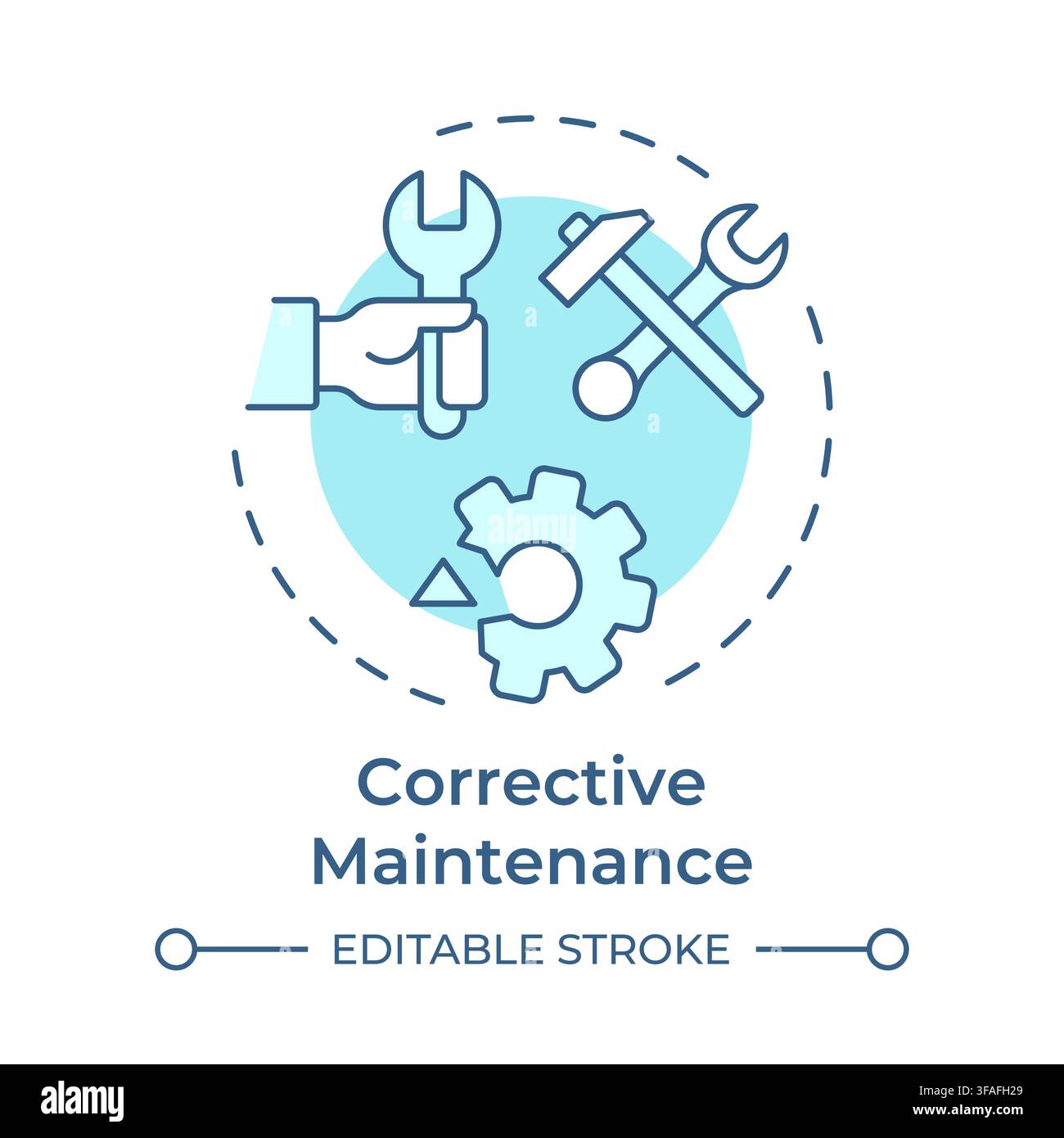 Corrective maintenance soft blue concept icon Stock Vector