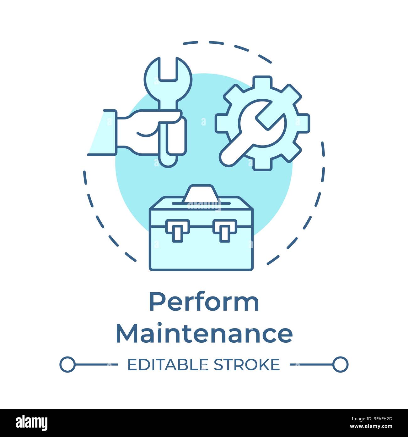 Perform maintenance soft blue concept icon Stock Vector