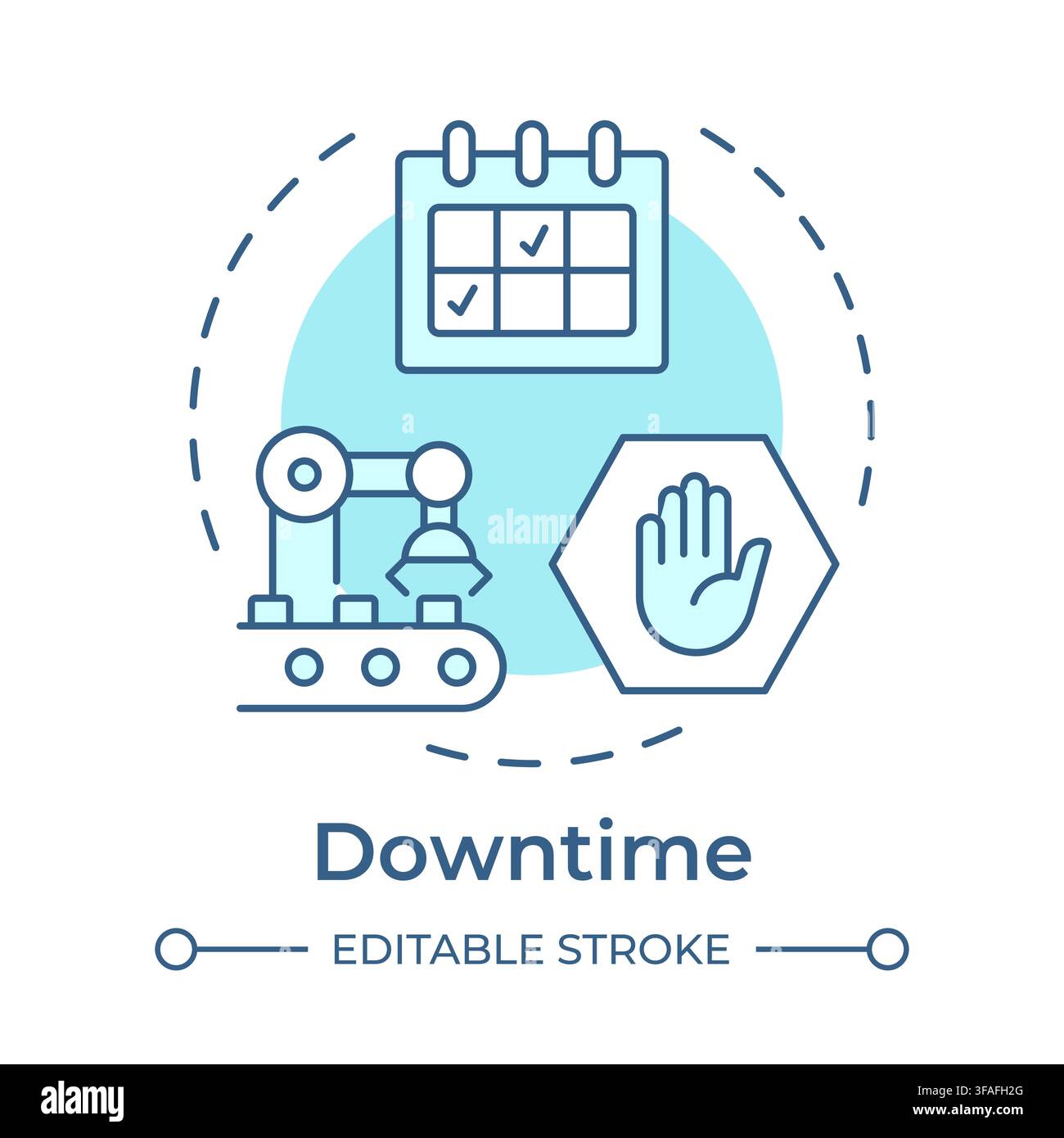 Downtime soft blue concept icon Stock Vector