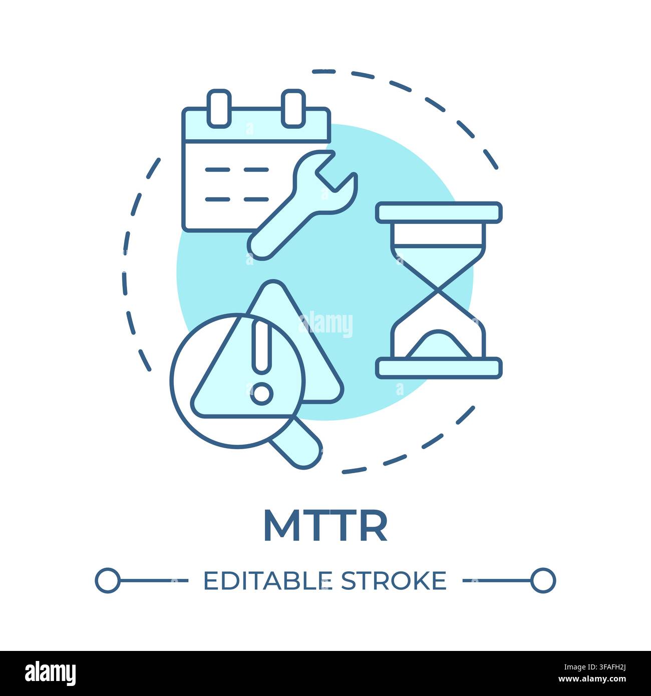 MTTR soft blue concept icon Stock Vector