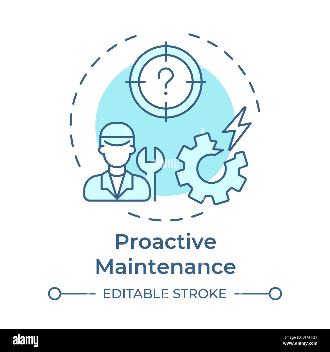 Proactive maintenance soft blue concept icon Stock Vector